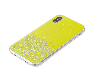 Чохол для iPhone Xs Max блискітки + popsocket "лимонний" 2429428