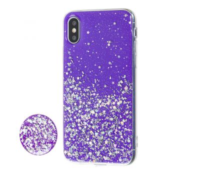 Чохол для iPhone Xs Max блискітки + popsocket "фіолетовий"