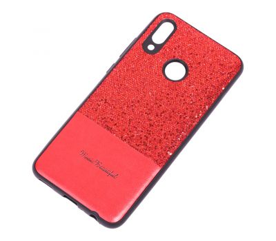 Чохол для Huawei P Smart 2019 Leather + блискітки червоний 2431231