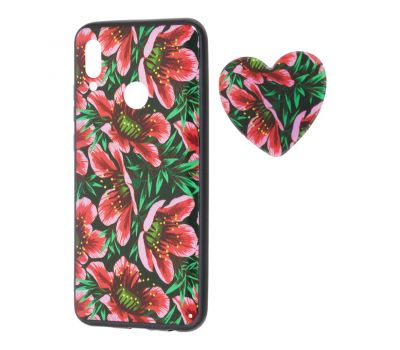 Чохол для Huawei P Smart 2019 Flowers + popsocket "Квіти №4"