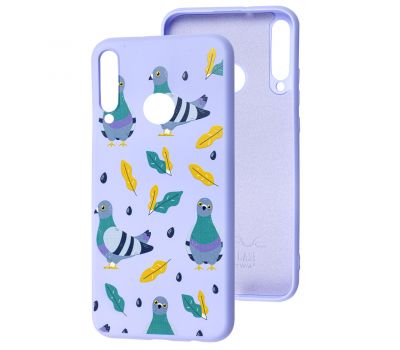 Чохол для Huawei P40 Lite E Wave Fancy pigeon with sunflower seeds / light purple