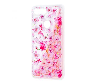Чохол для Xiaomi Mi 8 Lite Блискучі вода світло-рожевий "рожеві квіти"