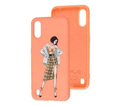 Чохол для Samsung Galaxy A01 (A015) Wave Fancy plaid skirt girl / peach