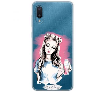 Чохол для Samsung Galaxy A02 (A022) Mixcase дівчина в окулярах