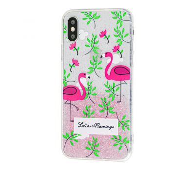 Чохол Chic Kawair для iPhone X рожевий фламінго з квітами