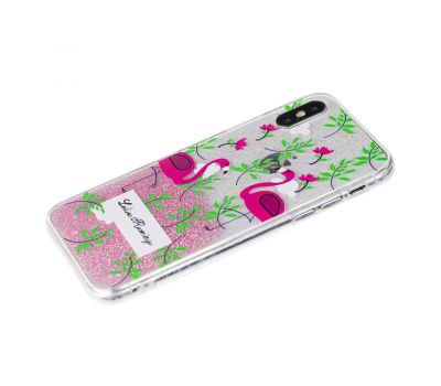 Чохол Chic Kawair для iPhone X рожевий фламінго з квітами 2485405