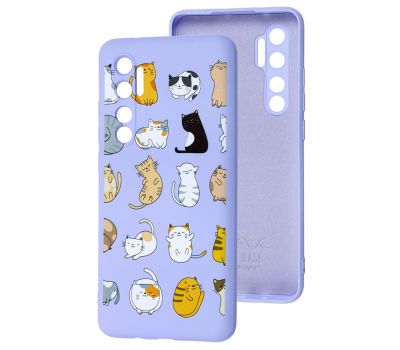 Чохол для Xiaomi Mi Note 10 Lite Wave Fancy funny cats / light purple