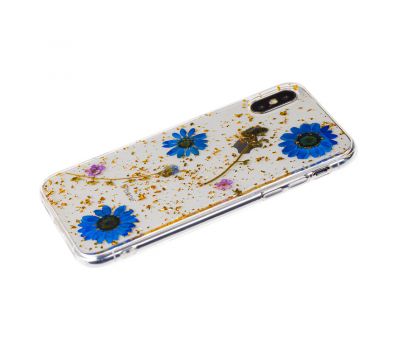 Чохол гербарій для iPhone X / Xs синій 2503965