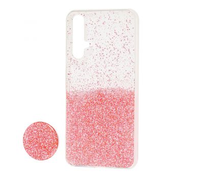 Чохол для Huawei Nova 5T Fashion блискітки + рожевий popsocket