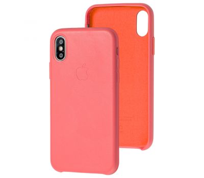 Чохол для iPhone X / Xs Leather classic "peony pink"