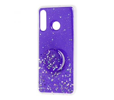 Чохол для Huawei P30 Lite Acrylic блискітки + popsocket фіолетовий