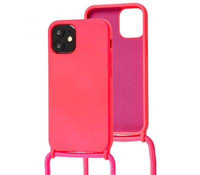 Чохол для iPhone 12 mini Wave Lanyard with logo bright pink