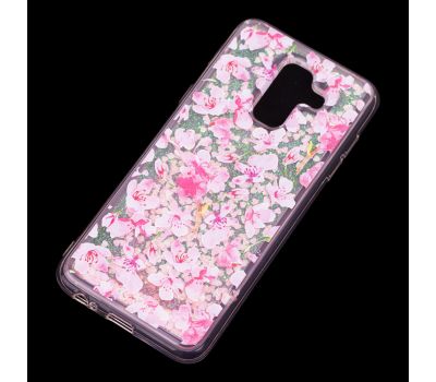 Чохол для Samsung Galaxy A6+ 2018 (A605) вода рожевий "рожеві квіти" 2536063