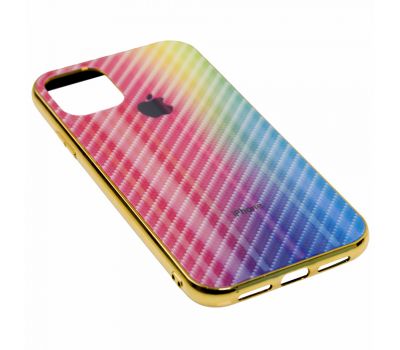 Чохол для iPhone 11 Carbon Gradient Hologram рожевий 2545342
