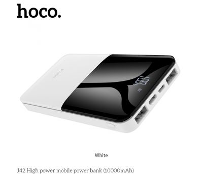 Зовнішній акумулятор PowerBank Hoco J42 10000 mAh white