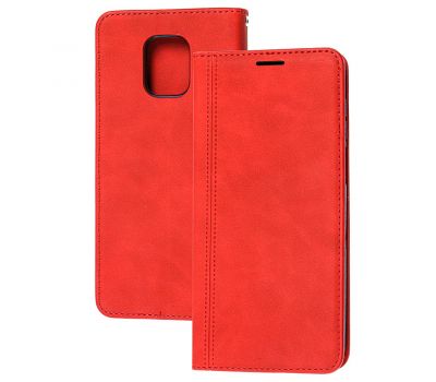 Чохол книжка для Xiaomi Redmi Note 9s / 9 Pro Business matte line червоний