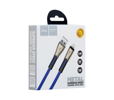 Кабель USB Hoco U48 Superior lightning 2.4A 1.2 m синий