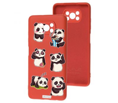 Чохол для Xiaomi Poco X3 / X3 Pro Mixcase червоний із замшею ведмідь панда