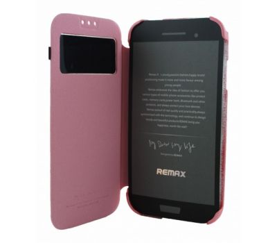Чекхол книжка для Samsung i9500 Galaxy S4 Remax Ice Cream рожевий 26156