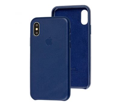 Чохол для iPhone X / Xs Leather Case (Leather) темно-синій