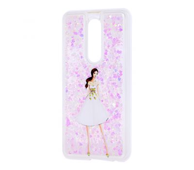 Чохол для Meizu M8 Note Блискучі вода світло-рожевий "дівчина в білій сукні" 262102
