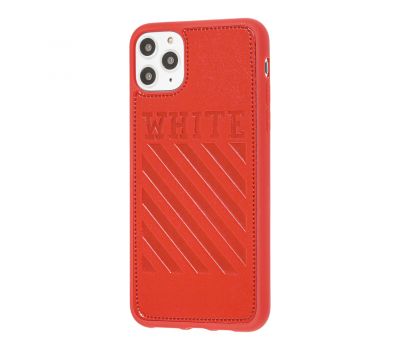 Чохол для iPhone 11 Pro Max off-white leather червоний