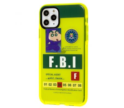 Чохол для iPhone 11 Pro Max Neon print FBI жовтий/зелений