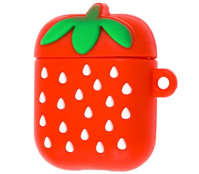 Чохол для Apple Airpods 3D cartoon з карабіном strawberry 2649655
