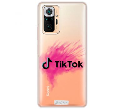 Чохол для Xiaomi Redmi Note 10 Pro TikTok логотип на рожевому