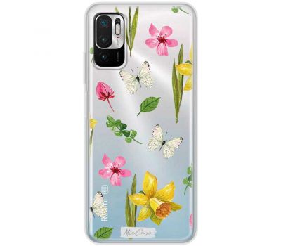 Чохол для Xiaomi Redmi Note 10 5G / Poco M3 Pro Mixcase квіти білі метелики в нарцис