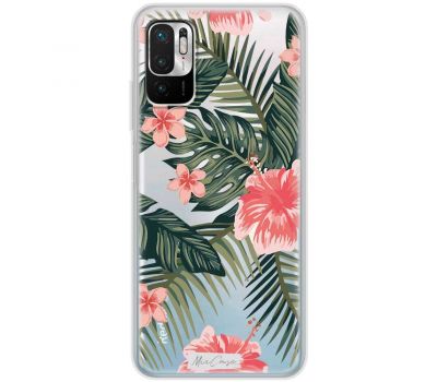 Чохол для Xiaomi Redmi Note 10 5G / Poco M3 Pro Mixcase тропічний квіти з рожевими