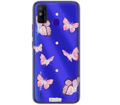 Чохол для Tecno Spark 6 Go MixCase зі стразами рожеві метелики