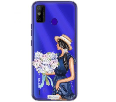 Чохол для Tecno Spark 6 Go MixCase зі стразами дівчина з букето