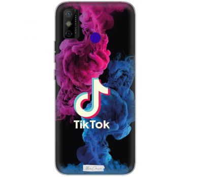 Чохол для Tecno Spark 6 Go TikTok лого рожево-синій дим