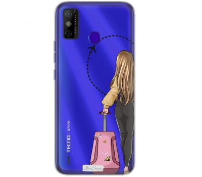 Чохол для Tecno Spark 6 Go MixCase дівчина рожева валіза