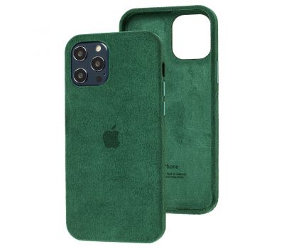 Чохол для iPhone 12 Pro Max Alcantara 360 темно-зелений