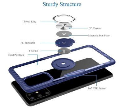 Чохол для Samsung Galaxy A71 (A715) Deen CrystalRing з кільцем темно-синій 2671415