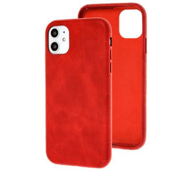 Чохол для iPhone 11 Leather croco full червоний