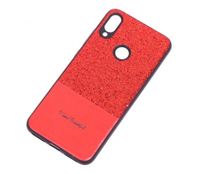 Чохол для Xiaomi Redmi Note 7 / 7 Pro Leather + блискітки червоний 2678530