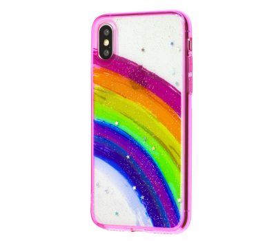 Чохол для iPhone X / Xs Colorful Rainbow рожевий