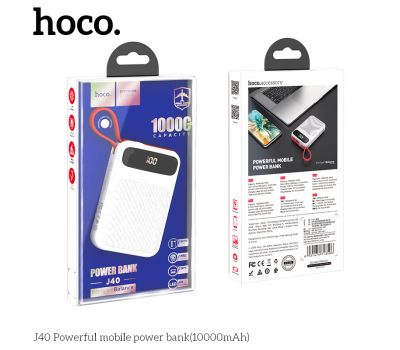 Зовнішній акумулятор PowerBank Hoco J40 with digital display microUSB 10000 mAh white 2684388