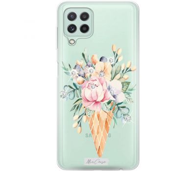 Чохол для Samsung Galaxy A22 (A225) / M32 (M325) MixCase зі стразами ріжок з квітами