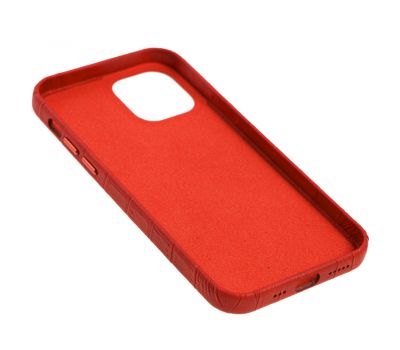 Чохол для iPhone 12 / 12 Pro Leather croco full червоний 2693425