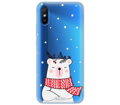 Чохол для Xiaomi Redmi 9A MixCase новий рік ведмедик з шарфом