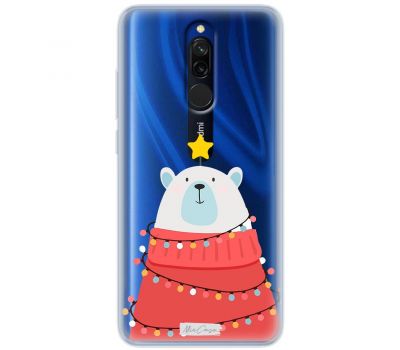 Чохол для Xiaomi Redmi 8 MixCase новий рік ведмедик з гірляндою