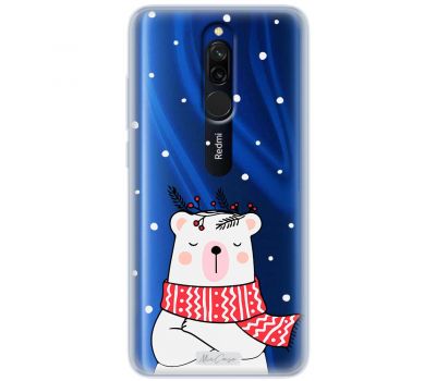 Чохол для Xiaomi Redmi 8 MixCase новий рік ведмедик з шарфом