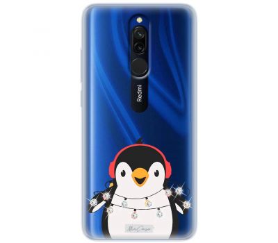 Чохол для Xiaomi Redmi 8 MixCase новий рік пінгвін з гірляндою