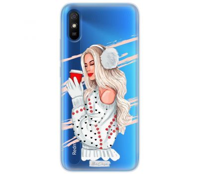 Чохол для Xiaomi Redmi 9A MixCase новий рік дівчина з кавою