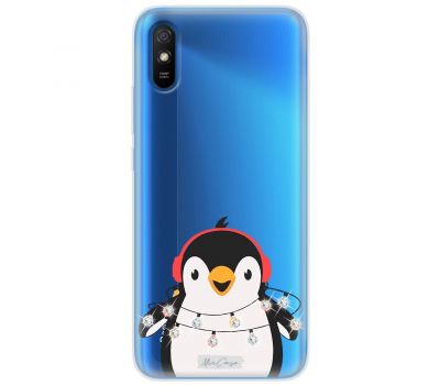 Чохол для Xiaomi Redmi 9A MixCase новий рік пінгвін з гірляндою