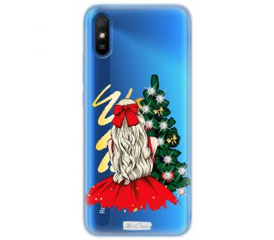 Чохол для Xiaomi Redmi 9A MixCase зі стразами дівчина з ялинкою